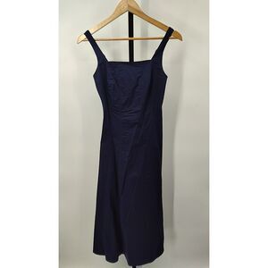 Quince Navy Blue Sleeveless Square Neck Midi Dress
